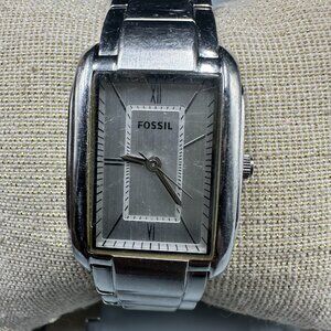 Fossil Adele Watch Women Silver Tone Rectangle Case 22MM New Battery 6.5"